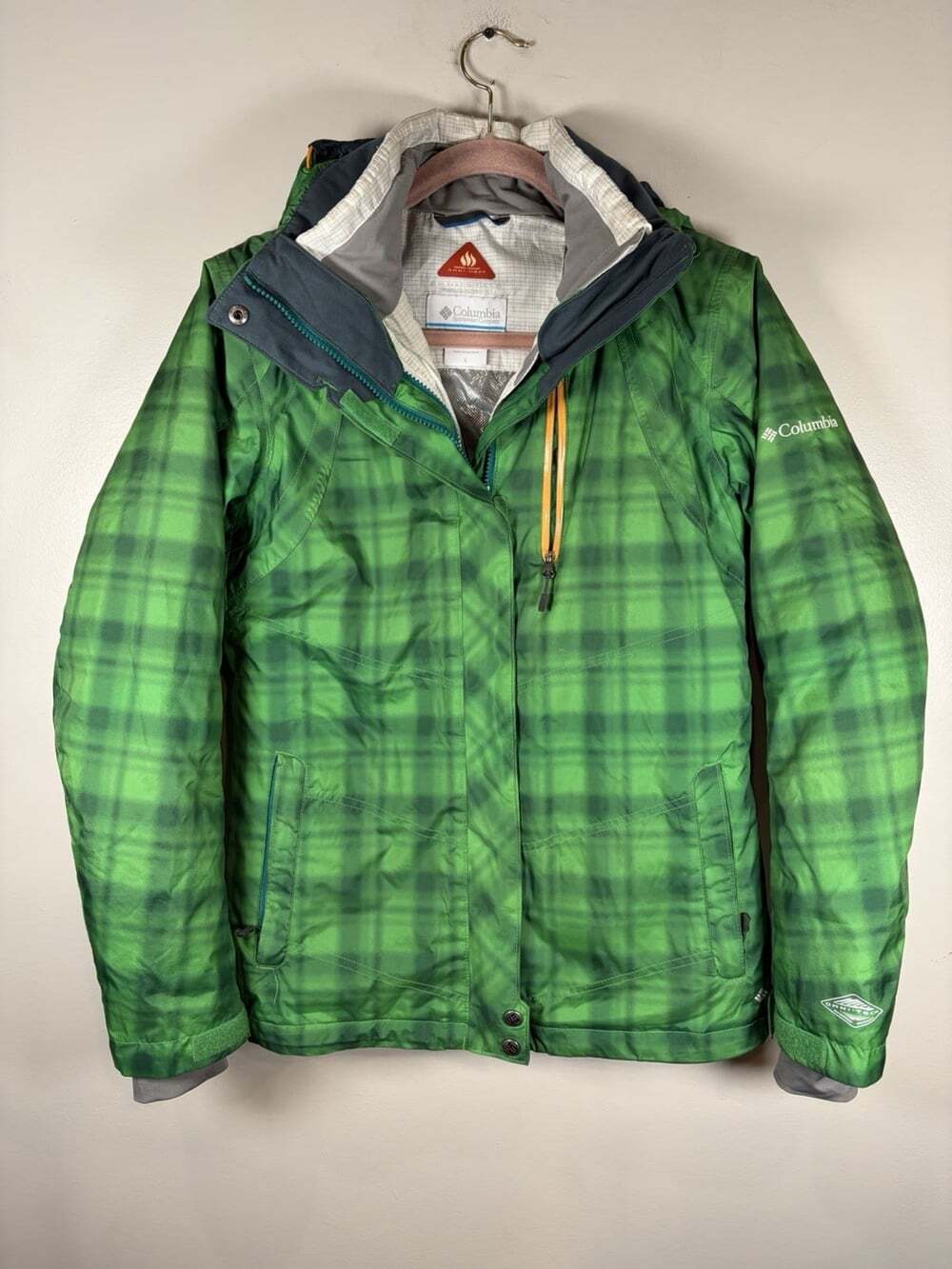 Columbia Whirlibird Interchange Jacket Womens Small Green Plaid 3 in 1 Winter